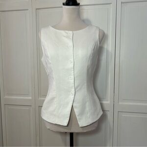 Classic White Sleeveless Button-Front Blouse